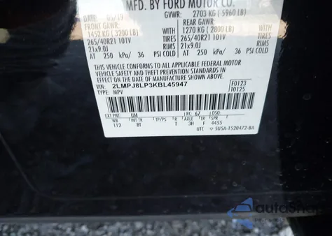 2019 Lincoln Nautilus Reserve z USA, uszkodzony, nr VIN 2LMPJ8LP3KBL45947